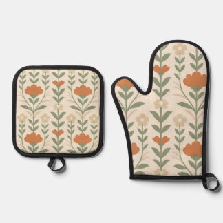 Scandinavian Floral Oven Mitt & Pot Holder Set 鍋つかみ&鍋敷きセット