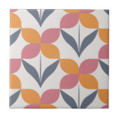 Scandinavian floral pattern,retro style,mid centur タイル (正面)