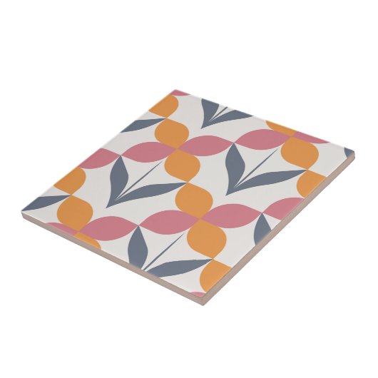 Scandinavian floral pattern,retro style,mid centur タイル (側面)