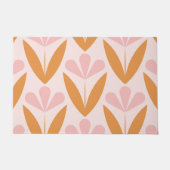 Scandinavian floral pattern,retro style,mid centur ドアマット (正面)