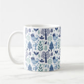 Scandinavian Folk Art Bird and Botanical Pattern M コーヒーマグカップ (左)