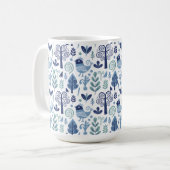 Scandinavian Folk Art Bird and Botanical Pattern M コーヒーマグカップ (正面左)