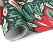 Scandinavian Folk Art Christmas Red and Green ラッピングペーパー (ロールコーナー)