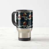 Scandinavian Folk Art Cozy Winter Cabin Mug トラベルマグ (正面左)