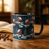 Scandinavian Folk Art Cozy Winter Cabin Mug マグカップ