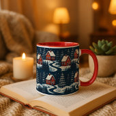 Scandinavian Folk Art Cozy Winter Cabin Mug マグカップ