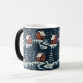 Scandinavian Folk Art Cozy Winter Cabin Mug モーフィングマグカップ (正面左)