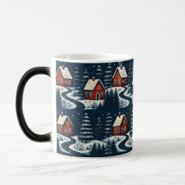 Scandinavian Folk Art Cozy Winter Cabin Mug モーフィングマグカップ