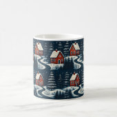 Scandinavian Folk Art Cozy Winter Cabin Mug モーフィングマグカップ (中央)