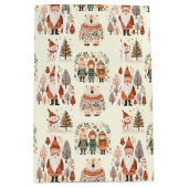 Scandinavian Folk Art Festive Holiday ミディアムペーパーバッグ (正面)