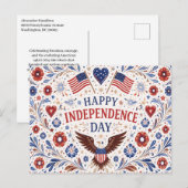 Scandinavian Folk Art Independence Day シーズンポストカード (正面/裏面)