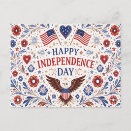 Scandinavian Folk Art Independence Day シーズンポストカード