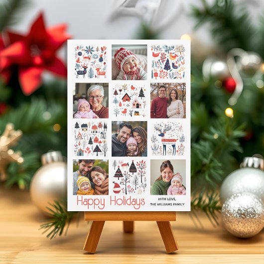 Scandinavian folk art six photo collage Christmas  シーズンカード
