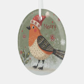 Scandinavian Folk Art style  ガラスオーナメント (正面左)