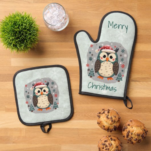 Scandinavian Folk Art Style 鍋つかみ&鍋敷きセット (トップダウン)