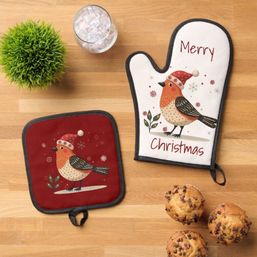 Scandinavian Folk Art style  鍋つかみ&鍋敷きセット (トップダウン)