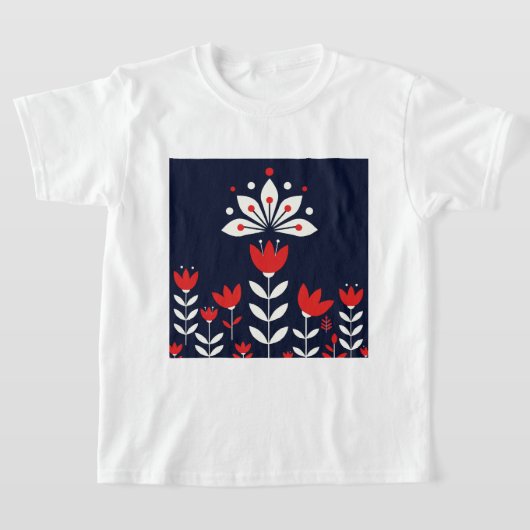 Scandinavian folk art tシャツ (レイダウン)