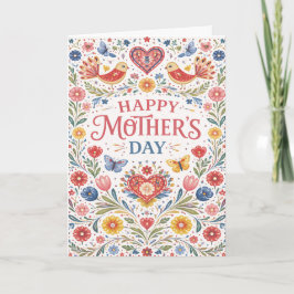 Scandinavian Folk Floral Mothers Day シーズンカード