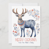 Scandinavian Folk Reindeer Christmas Party Invite 招待状 (正面)