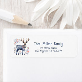 Scandinavian Folk Reindeer Personalized Text ラベル