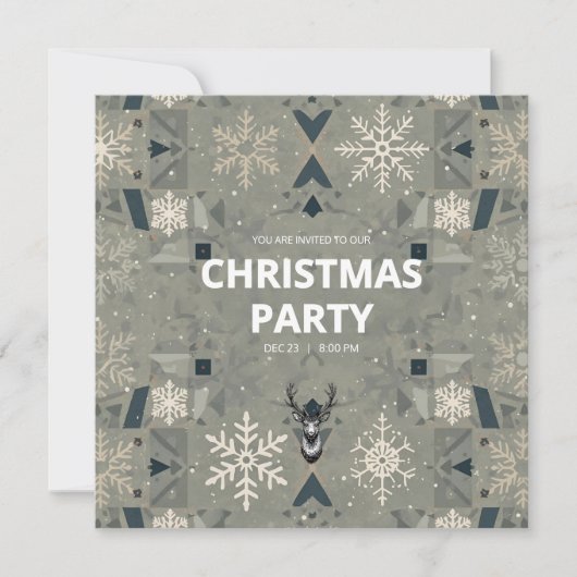 Scandinavian Geometric Christmas Party Invitation 招待状 (正面)