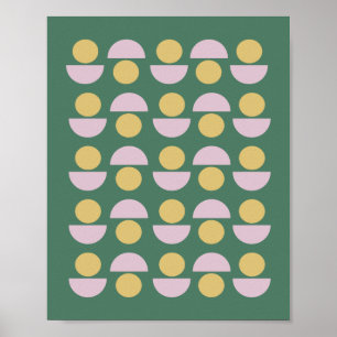 Scandinavian Geometric Floral Pattern in Green ポスター