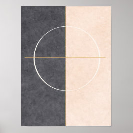 Scandinavian Geometric Wall Art – Beige & Grey  ポスター