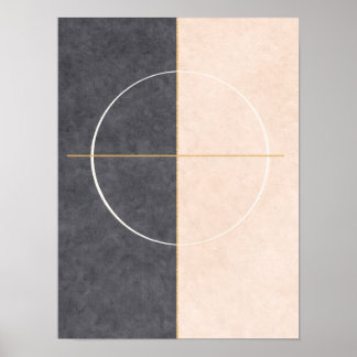 Scandinavian Geometric Wall Art – Beige & Grey ポスター