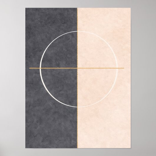 Scandinavian Geometric Wall Art – Beige & Grey  ポスター (正面)