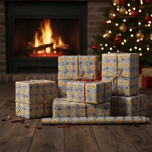Scandinavian Gingerbread & Citrus Holiday  ラッピングペーパー