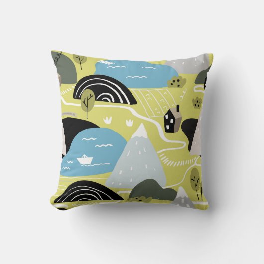 Scandinavian graphic illustration seamless pattern クッション (正面)