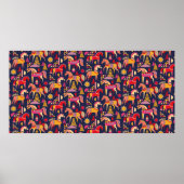 Scandinavian horses pattern seamless design. Decor ポスター (正面)
