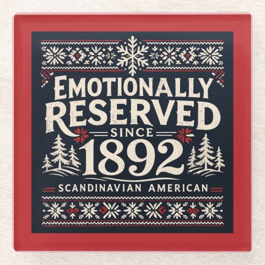 Scandinavian Humor - Emotionally Reserved ガラスコースター (正面)