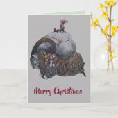 Scandinavian Julbocken Yule Goat After John Bauer カード (黄色い花)