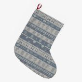 Scandinavian Knit Pet Stocking with Snowflakes ラージクリスマスストッキング (正面 (吊り時))