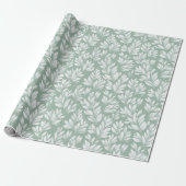 Scandinavian Light Green Leaf Sage Floral Pattern ラッピングペーパー (アンロールド)
