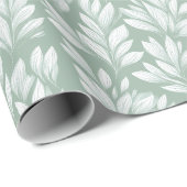 Scandinavian Light Green Leaf Sage Floral Pattern ラッピングペーパー (ロールコーナー)
