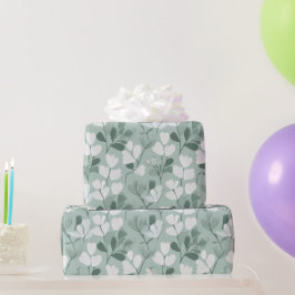 Scandinavian Light Green Leaf Sage Floral Pattern ラッピングペーパー