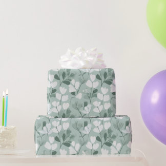 Scandinavian Light Green Leaf Sage Floral Pattern ラッピングペーパー