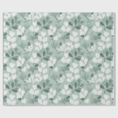 Scandinavian Light Green Leaf Sage Floral Pattern ラッピングペーパー (フラット)