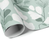 Scandinavian Light Green Leaf Sage Floral Pattern ラッピングペーパー (ロールコーナー)