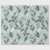 Scandinavian Light Green Leaf Sage Floral Pattern ラッピングペーパー (フラット)