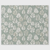 Scandinavian Light Green Leaf Sage Floral Pattern ラッピングペーパー (フラット)