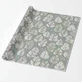 Scandinavian Light Green Leaf Sage Floral Pattern ラッピングペーパー (アンロールド)