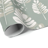 Scandinavian Light Green Leaf Sage Floral Pattern ラッピングペーパー (ロールコーナー)