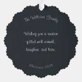 Scandinavian Merry Christmas Tree Winter Snow オーナメントカード (裏面)