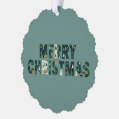 Scandinavian Merry Christmas Tree Winter Snow オーナメントカード (左)