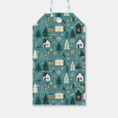 Scandinavian Merry Christmas Tree Winter Snow ギフトタグ (正面)