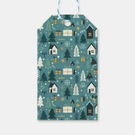 Scandinavian Merry Christmas Tree Winter Snow ギフトタグ