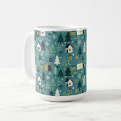 Scandinavian Merry Christmas Tree Winter Snow コーヒーマグカップ (正面左)